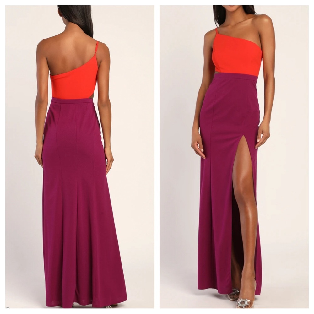 NWT Maniju One-Shoulder Colorblock Maxi Dress